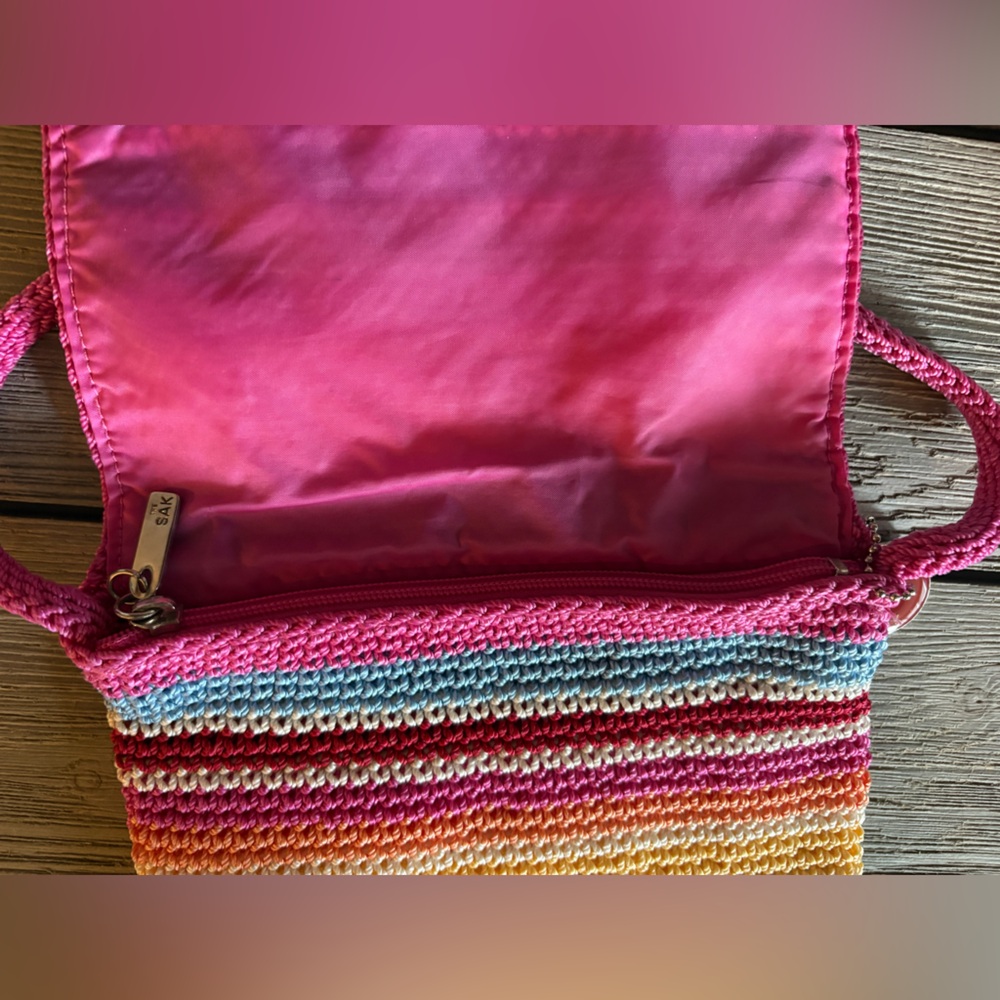The Sak Rainbow Striped Crochet Flap Crossbody Bag - Picture 5 of 11